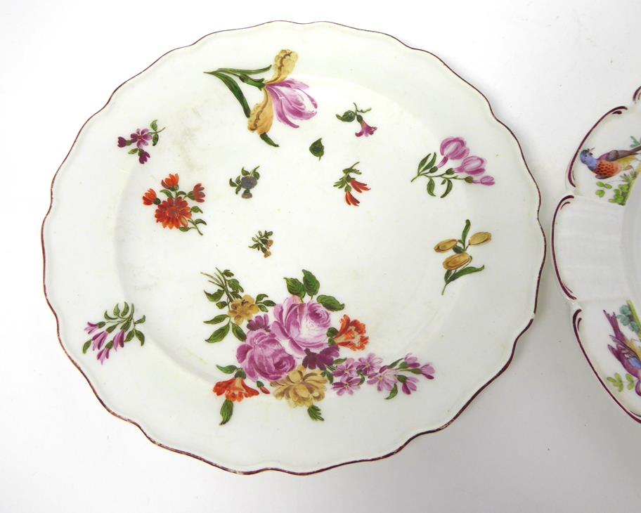 A Chelsea Porcelain Dessert Plate, circa 1755, painted with flowersprays and scattered sprigs within - Image 3 of 8