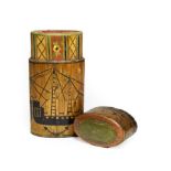 A French Straw-Work Box and Cover, circa 1800, of oval section, worked in colours with an