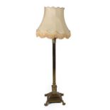 ~ An Early 20th Century Brass Adjustable Standard Lamp, on a Corinthian column support with leaf