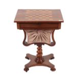 ~ A Victorian Mahogany Chess Top Work Table, late 19th century, with single frieze drawer above a