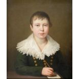 Circle of Louis Leopold Boilly (1761-1845) French Portrait of a young boy seated at a desk, half