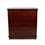 ~ A Victorian Mahogany Straight Front Chest, circa 1880, of two short over three long drawers with