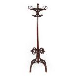 An Early 20th Century Stained Bentwood Coat and Hatstand, with seven scrolled arm supports, the base