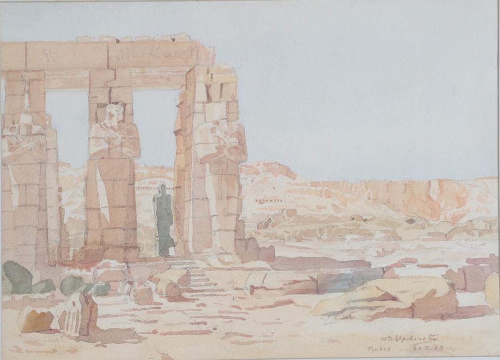 William Graham Elphinstone (1886-1952) The Great Colossus of Memnon at Thebes Signed, inscribed