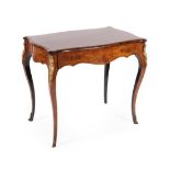 A Victorian Figured Walnut, Tulipwood Banded and Marquetry Inlaid Table, late 19th century, in Louis