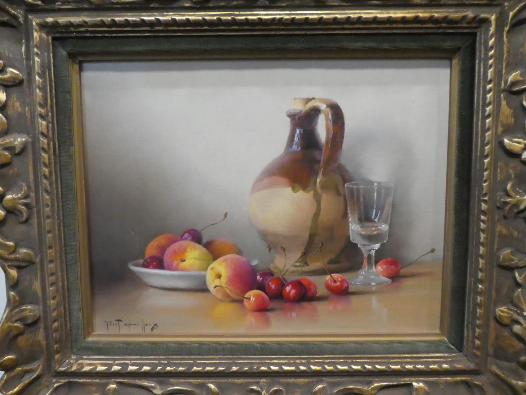 Robert Chailloux (1913-2005) French Still life of peaches, cherries, a stoneware flagon and a - Image 28 of 34