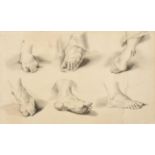 Circle of Samuel de Wilde (1751-1832) Sheet of foot studies Bears signature, watercolour en