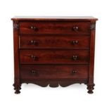 ~ A Victorian Mahogany Straight Front Chest, circa 1870, of four long graduated drawers between