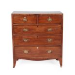 A Regency Mahogany and Ebony Strung Straight Front Chest of Drawers, early 19th century, of two