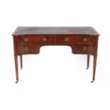 A George III Style Mahogany and Leather Top Writing Table, late 19th/early 20th century, the