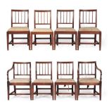 A Set of Eight George III Mahogany Dining Chairs, late 18th century, including two carvers, with