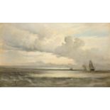William Fleming Vallance RSA (1827-1904) Scottish Extensive seascape with boats in full sail and