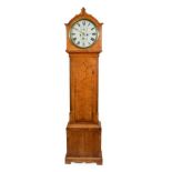 A Burr Satinwood Eight Day Longcase Clock, signed J.Ellis, Thornhill, early 19th century and