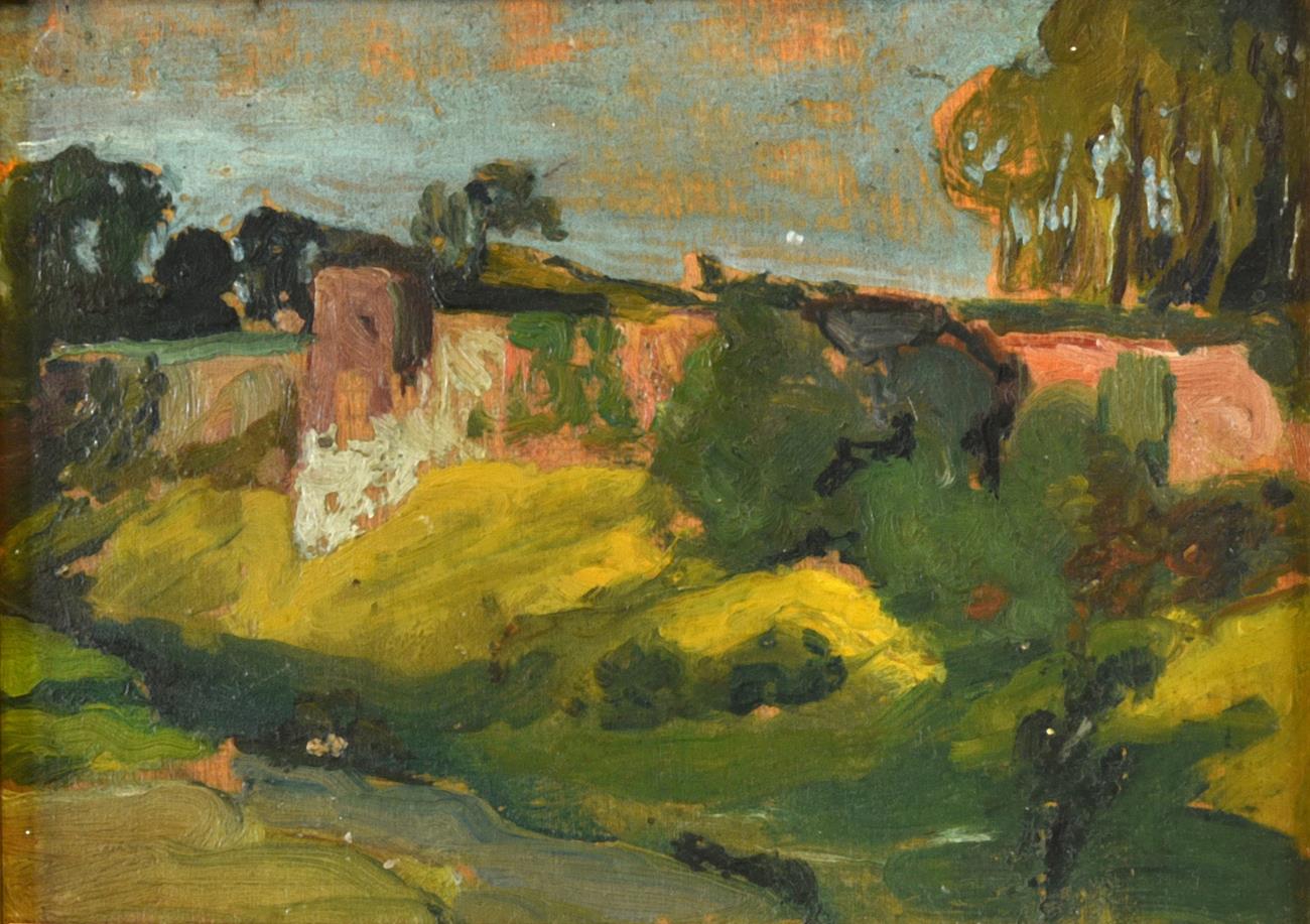 Alexander Jamieson (1873-1937) Scottish French pastoral scene Inscribed verso, oil on panel, 11.5cm