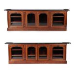 A Pair of Victorian Mahogany Four Door Glazed Mahogany Dwarf Bookcases, 3rd quarter 19th century and