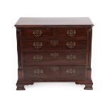 A 20th Century Mahogany Straight Front Chest, in George III style, the crossbanded and moulded top