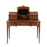 ~ A Late Victorian Rosewood and Marquetry Inlaid Dressing Table, circa 1890, the superstructure