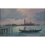 Robin Furness (b.1933) ''Early Morning Commuters, Venice'' Signed and dated (19)99, oil on canvas