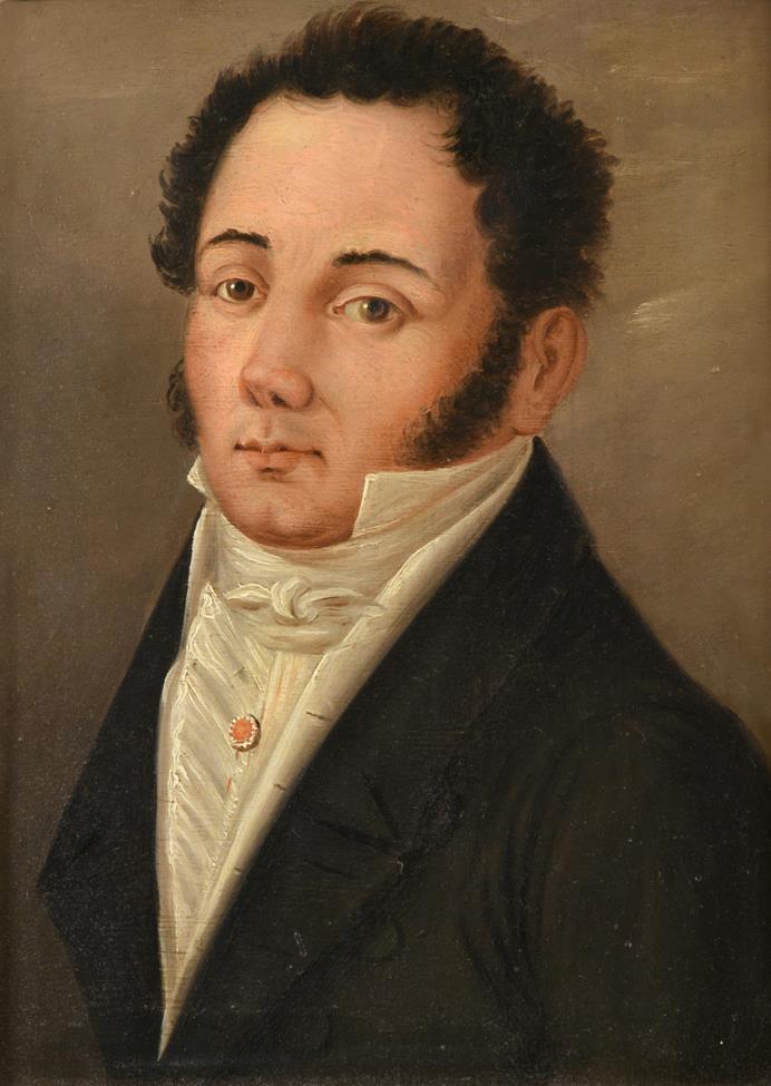 French School (19th century) Portrait of a Gentleman, head and shoulders, wearing a white necktie