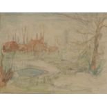 Alexander Jamieson (1873-1937) Scottish Houses amongst trees Signed, watercolour and pencil, 23cm by