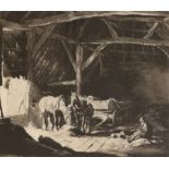 George Soper RE (1870-1942) '' A Sussex Barn'' Signed, aquatint, 28.5cm by 33.5 Provenance: The