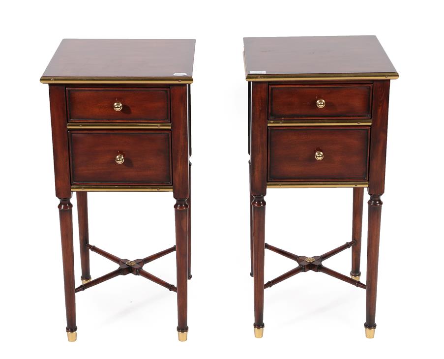 ~ Theodore Alexander: A Pair of Mahogany and Parcel Gilt Empire Style Bedside Chests, modern, with