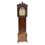 A Mahogany Eight Day Longcase Clock, signed Jno Cooke, Runcorn, circa 1820, swan neck pediment, wavy