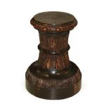 A Victorian Carved Oak Pedestal, late 19th century, the circular top with egg and dart border