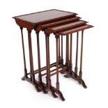 A Nest of Mahogany, Satinwood, Ebony and Boxwood Strung Quartetto Tables, early 20th century, of