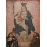 Manner of B E Murillo (1618-1682) Spanish Standing Madonna and child with attendant saints Oil on