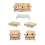 ~ An Italian Style Six Piece Lounge Suite, circa 2005, comprising a three-seater sofa, the frame