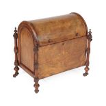 A Victorian Figured Walnut and Marquetry Inlaid Dome-Top Canterbury, circa 1880, the hinged lid