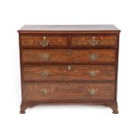 A George III Oak and Mahogany Crossbanded Straight Front Chest of Drawers, circa 1780, the moulded
