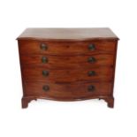 A George III Mahogany Serpentine Front Four Drawer Chest, 2nd half 18th century, the moulded top