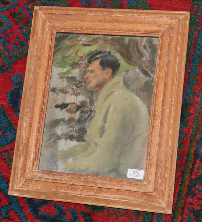 Monica Rawlings (1903-1990) Welsh ''Fishing'' Oil on board, titled and inscribed to artists label - Image 2 of 3