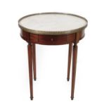 ~ A Louis XVI/Transitional Style Mahogany and Grey and White Marble Gueridon, early 20th century,