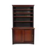 A Victorian Mahogany Open Bookcase, late 19th century, the upper section with four adjustable