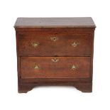 An Oak Crossbanded and Pine Lined Chest, the moulded top over two deep drawers, on bracket feet, the