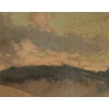 Robert Jones (exh.1906-1940) Welsh Beach scene at sunset Study of sand dunes and sky Signed, oil