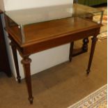 A Victorian Oak Table Display Cabinet, 3rd quarter 19th century, the plate glass top above two