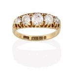 An 18 Carat Gold Diamond Five Stone Ring, the graduated old cut diamonds in yellow claw settings, to