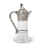 A Victorian Silver-Mounted Glass Claret-Jug, by Charles Boyton, London, 1871, the plain glass body