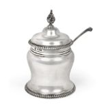 A George V Silver Mustard-Pot and Spoon, by Richard Comyns, London, 1928, baluster and with