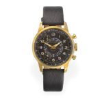 A Plated Chronograph Wristwatch, signed Cimier, Sport, circa 1950, pin pallet movement, black dial