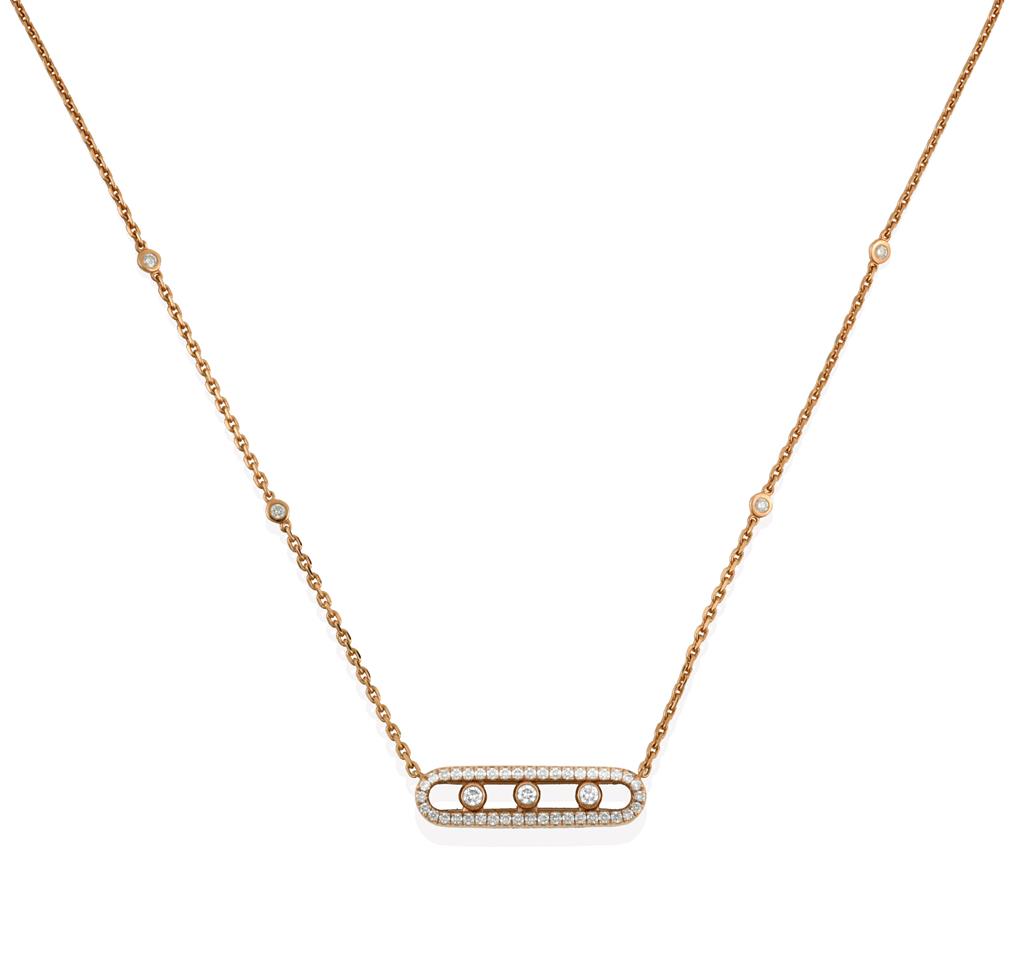 A Diamond 'Move Classique' Necklace, by Messika, Paris, the central oval plaque set throughout