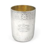 A Victorian Silver Beaker, by Walter and John Barnard, London, 1877, tapering cylindrical, the rim