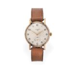 A 9 Carat Gold Wristwatch, signed Longines, 1949, (calibre 12.68Z) lever movement signed and