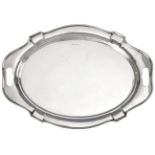 A George V Silver Tray, by J. B. Chatterley and Sons Ltd., Birmingham, Probably 1912, shaped oval,