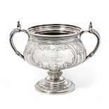 An Edward VII Silver Trophy-Cup, by William Aitken, Birmingham, 1905, the body baluster, the lower