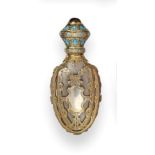 A Victorian Silver-Gilt Mounted Gem-Set and Enamelled Glass Scent-Bottle, Apparently Unmarked,